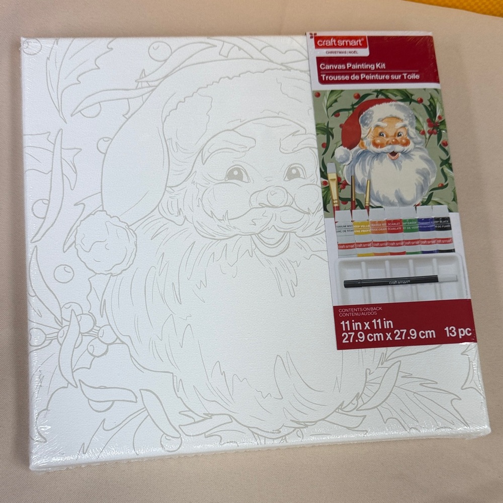 Craft Smart Santa Canvas Painting Kit paint brushes marker paint diy Santa new